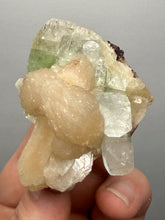 Load image into Gallery viewer, High-Grade Gemmy Green Apophyllite on White Stilbite | Deccan Traps, Maharashtra, India