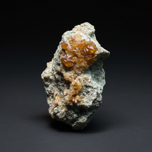 Load image into Gallery viewer, Hessonite Garnet Cluster on Matrix – Natural Collector Specimen from Pakistan | High-Grade Orange-Red Garnet Crystals