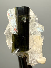 Load image into Gallery viewer, Dark Green Cap Stak Nala Tourmaline with Cleavelandite Flower – Haramosh Mountains, Pakistan | Thumbnail Specimen