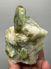 Load image into Gallery viewer, Electric Green Diopside on Quartz – Collector Mineral Specimen (Gilgit-Baltistan) Pakistan