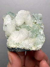 Load image into Gallery viewer, High-Grade Gemmy Green Apophyllite on White Stilbite | Deccan Traps, Maharashtra, India