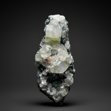 Load image into Gallery viewer, High-Grade Green Apophyllite with Pink Stilbite on Black Chalcedony – Deccan Traps, India