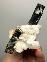 Load image into Gallery viewer, Blue Cap Dark Green Stak Nala Tourmaline on Cleavelandite Matrix – Haramosh Mountains, Pakistan