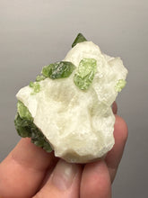 Load image into Gallery viewer, Electric Green Diopside on Quartz – Collector Mineral Specimen (Gilgit-Baltistan) Pakistan