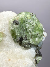 Load image into Gallery viewer, Electric Green Diopside on Quartz – Collector Mineral Specimen (Gilgit-Baltistan) Pakistan