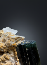 Load image into Gallery viewer, Blue Cap Dark Green Stak Nala Tourmaline on Cleavelandite Matrix – Haramosh Mountains, Pakistan