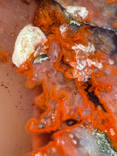 Load image into Gallery viewer, “Fiery Frozen Lake of the Atlas” – Scenic Plume Carnelian Agate from Morocco” • Polished