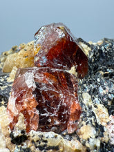 Load image into Gallery viewer, Naturally Faceted Zircon Crystal on Pegmatite–Biotite Matrix • Pakistan Mineral Specimen