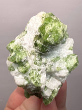 Load image into Gallery viewer, Electric Green Diopside on Quartz – Collector Mineral Specimen (Gilgit-Baltistan) Pakistan