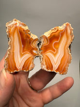 Load image into Gallery viewer, High-Grade Indonesian Sumatra Agate Pair – Vibrant Banded Chalcedony with Rich Color Zoning | Ethical Lapidary & Collector Display Specimens