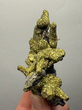 Load image into Gallery viewer, Chalcopyrite Botryoidal Stalactites on Calcite – Cabinet Specimen | Tongshankou Mine, Edong, Daye, Huangshi Prefecture, Hubei Province, China