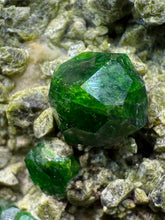 Load image into Gallery viewer, Gemmy Green Garnet on Matrix – Pakistan Collector Specimen