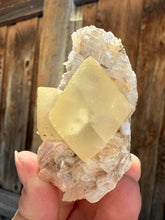 Load image into Gallery viewer, Golden Yellow “Diamond” Calcite on Pearl Heulandite Matrix | Maharashtra, India