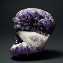 Load image into Gallery viewer, Druzy Amethyst on White Cathedral Calcite on Amethyst Cluster | Uruguay