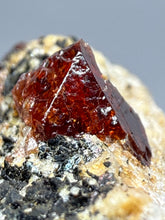 Load image into Gallery viewer, Naturally Faceted Zircon Crystal on Pegmatite–Biotite Matrix • Pakistan Mineral Specimen