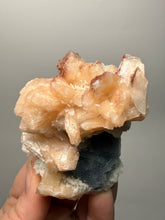 Load image into Gallery viewer, Red Heulandite on Pink Stilbite on Druzy Black Chalcedony – Zeolite Mineral Specimen (India)