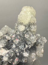 Load image into Gallery viewer, Druzy Apophyllite over Golden Calcite & Black Chalcedony Stalactites | Deccan Traps, Maharashtra, India
