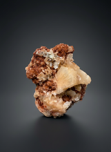 Load image into Gallery viewer, Shiny Peach Stilbite on Druzy Red Heulandite – High-Grade Collector Mineral Specimen from India