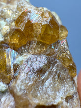 Load image into Gallery viewer, Hessonite Garnet Cluster on Matrix – Natural Collector Specimen from Pakistan | High-Grade Orange-Red Garnet Crystals