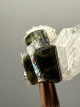 Load image into Gallery viewer, Blue Cap Dark Green Stak Nala Tourmaline and Cleavelandite – Haramosh Mountains, Pakistan | Thumbnail Specimen