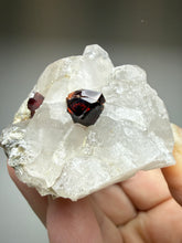 Load image into Gallery viewer, High-Grade Naturally Faceted Red Spessartine Garnet on Matrix — Skardu, Pakistan