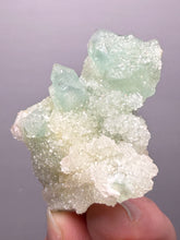 Load image into Gallery viewer, Luminous Mint Apophyllite with Glittering Druzy Sugar Quartz – India