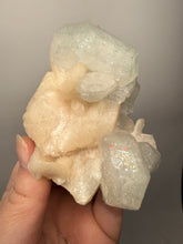 Load image into Gallery viewer, High-Grade Light Green Apophyllite on Pink Stilbite Zeolite | Indian Collector Mineral Specimen