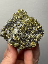 Load image into Gallery viewer, 3” New Find: Huanzala Mine Peru Sphalerite + Chalcopyrite + Apatite + Calcite + Quartz | Collector Display Specimen
