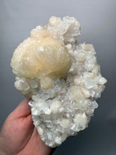 Load image into Gallery viewer, BIG Pearl & Pink Stilbite Flower Crystals w Clear Apophyllite | Maharashtra, India | Collector Display Specimen