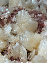 Load image into Gallery viewer, XLG Shiny Peach Stilbite and Mint Green Apophyllite on Druzy Red Heulandite – High-Grade Collector Mineral Specimen from India