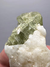 Load image into Gallery viewer, Electric Green Diopside on Quartz – Collector Mineral Specimen (Gilgit-Baltistan) Pakistan