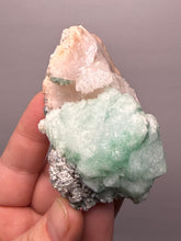 Load image into Gallery viewer, High-Grade Gemmy Green Apophyllite on White Stilbite | Deccan Traps, Maharashtra, India