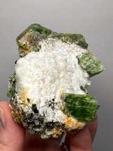 Load image into Gallery viewer, Electric Green Diopside on Quartz – Collector Mineral Specimen (Gilgit-Baltistan) Pakistan