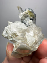 Load image into Gallery viewer, Self-healed Blue and Green Cap Stak Nala Tourmaline w Double Terminated Quartz on Cleavelandite Matrix – Haramosh Mountains, Pakistan