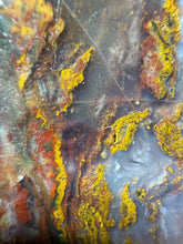 Load image into Gallery viewer, PREMIUM DISPLAY or LAPIDARY SLAB • Moroccan “Dream Landscape Jagate” (Purple, Teal, Red, Green, Red, Yellow & Orange Moss Plume Agate + Jasper) Stone • Double Sided • High Atlas Mountains • Unpolished
