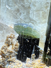Load image into Gallery viewer, Blue Cap & Green Cap Dark Green Stak Nala Tourmaline on Cleavelandite Matrix – Haramosh Mountains, Pakistan