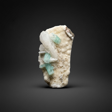 Load image into Gallery viewer, High-Grade Gemmy Green Apophyllite on White Stilbite | Deccan Traps, Maharashtra, India