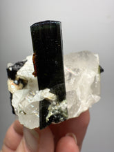 Load image into Gallery viewer, Blue Cap Dark Green Stak Nala Tourmaline and Quartz on Cleavelandite Matrix – Haramosh Mountains, Pakistan