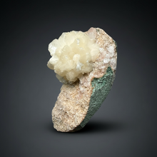 Load image into Gallery viewer, White Stilbite Flower & Red Apophyllite on Peach Heulandite | Deccan Traps, India