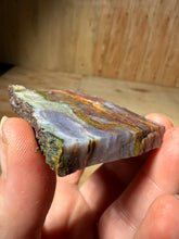 Load image into Gallery viewer, PREMIUM DISPLAY or LAPIDARY SLAB • Moroccan “Dream Landscape Jagate” (Purple, Teal, Red, Green, Red, Yellow & Orange Moss Plume Agate + Jasper) Stone • Double Sided • High Atlas Mountains • Unpolished