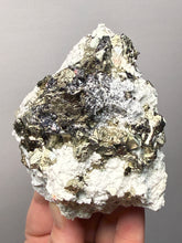 Load image into Gallery viewer, 3.8” New Find: Huanzala Mine Peru Sphalerite + Chalcopyrite + Apatite + Calcite + Quartz | Collector Display Specimen
