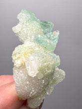 Load image into Gallery viewer, Luminous Mint Apophyllite with Glittering Druzy Sugar Quartz – India