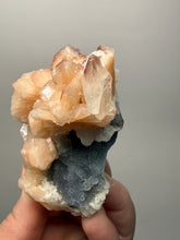 Load image into Gallery viewer, Red Heulandite on Pink Stilbite on Druzy Black Chalcedony – Zeolite Mineral Specimen (India)