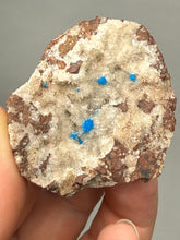 Load image into Gallery viewer, Rare Electric Blue Pentagonite & Cavansite on Druzy Matrix | Collector Mineral Specimen | Wagholi Quarry, India