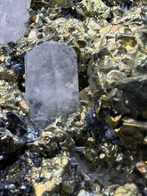 Load image into Gallery viewer, 5.1” New Find: Huanzala Mine Peru Sphalerite + Chalcopyrite + Apatite + Calcite + Quartz | Collector Display Specimen