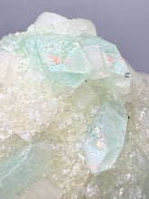 Load image into Gallery viewer, Luminous Mint Apophyllite with Glittering Druzy Sugar Quartz – India