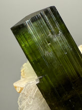 Load image into Gallery viewer, Dark Green Cap Stak Nala Tourmaline with Cleavelandite Flower – Haramosh Mountains, Pakistan | Thumbnail Specimen