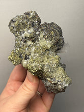 Load image into Gallery viewer, 4.8” New Find: Huanzala Mine Peru Sphalerite + Chalcopyrite + Apatite + Calcite + Quartz | Collector Display Specimen