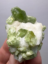Load image into Gallery viewer, Electric Green Diopside on Quartz – Collector Mineral Specimen (Gilgit-Baltistan) Pakistan