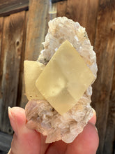 Load image into Gallery viewer, Golden Yellow “Diamond” Calcite on Pearl Heulandite Matrix | Maharashtra, India